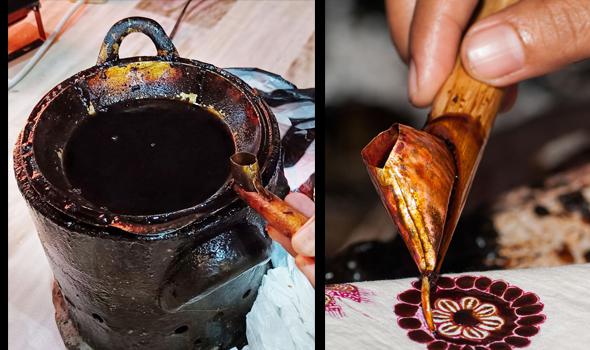 Hot wax pot and canting batik 